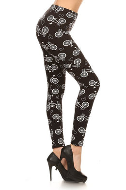 Bike Hearts Black and White Leggings